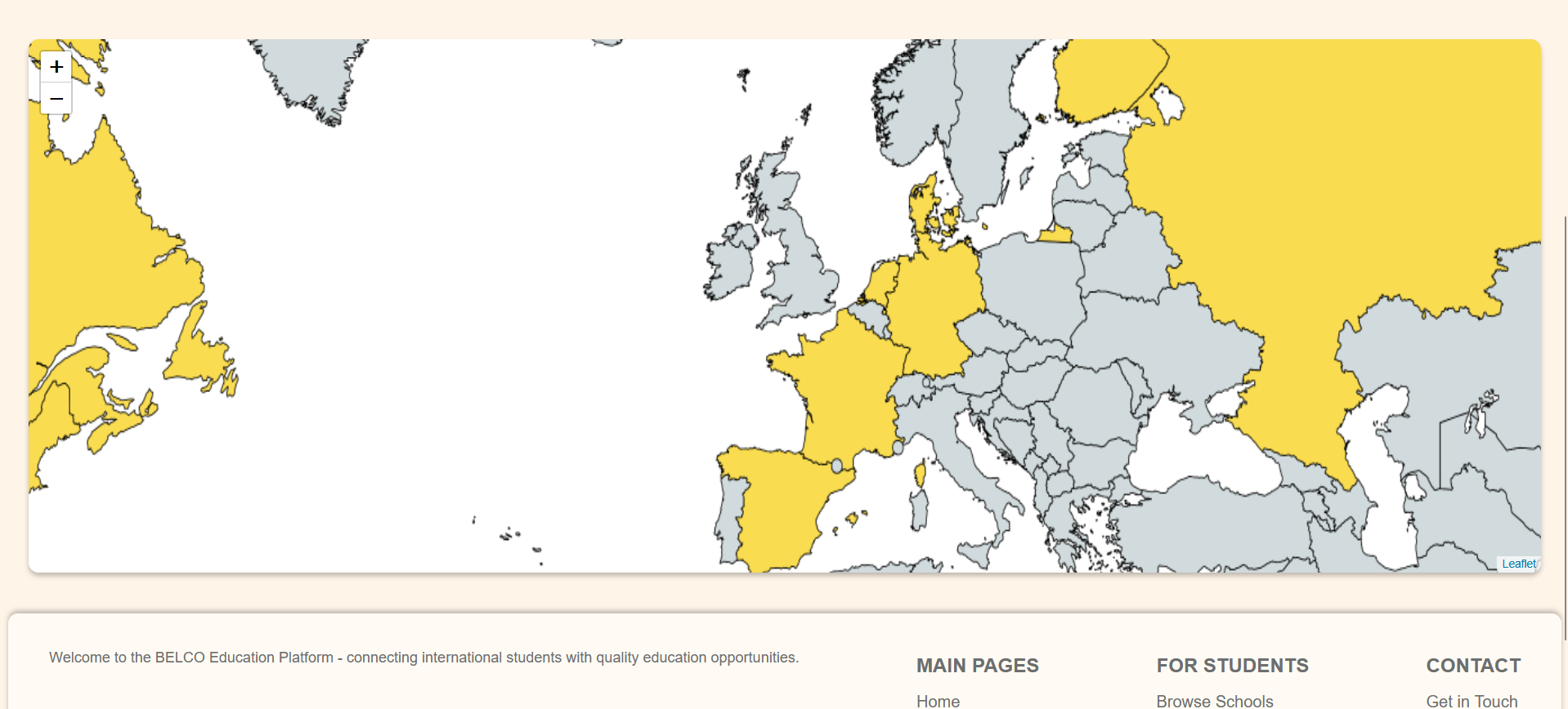 Screenshot of interactive map implementation