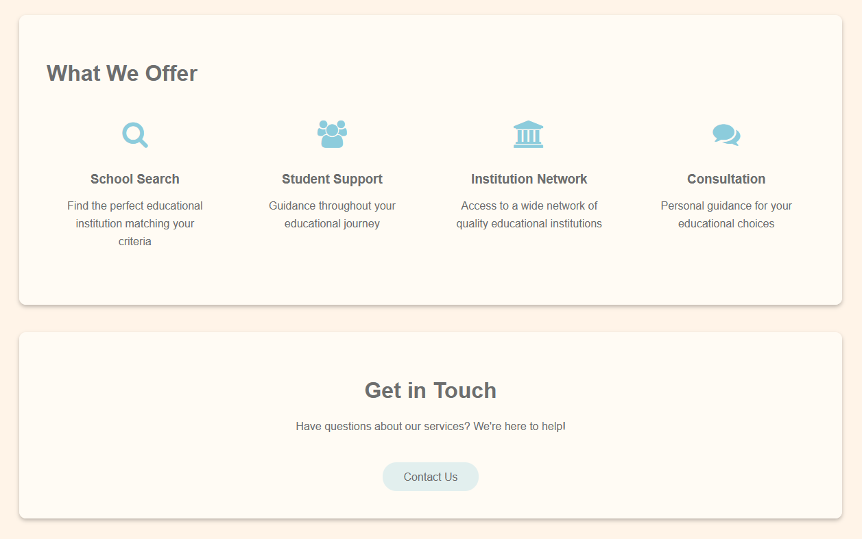 Screenshot of a Contact Page