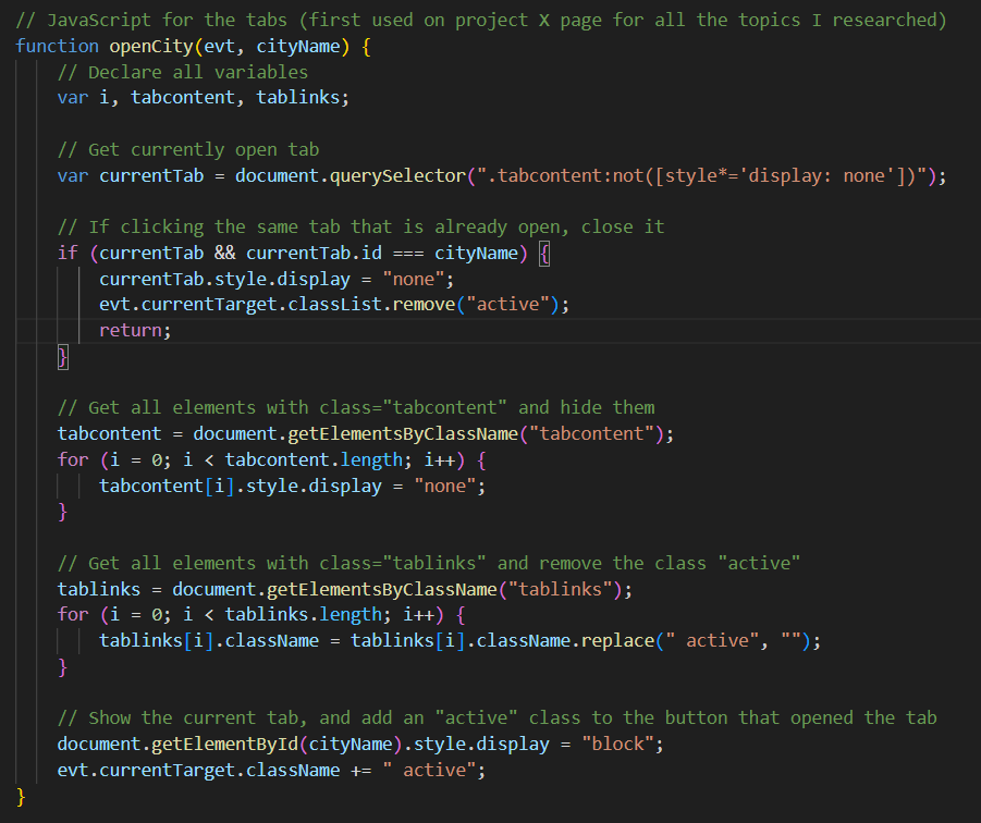 Screenshot of JS Code