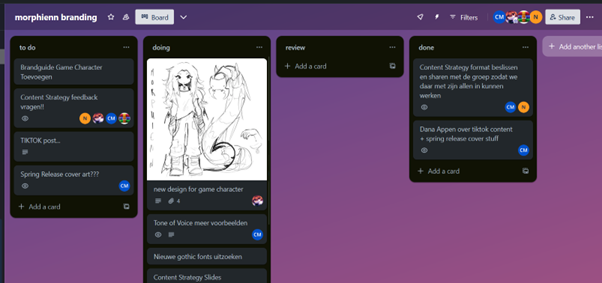Screenshot of trello board